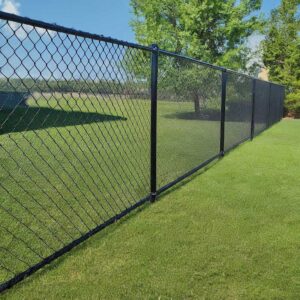 A black chain link fence